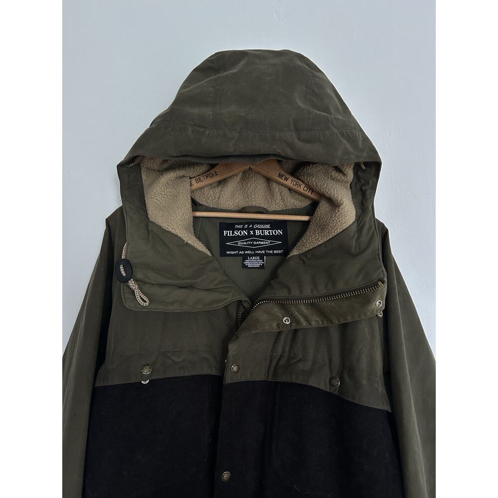 Men’s Filson x Burton Squire Snowboard Jacket Parka Size Large Waxed Canvas Wool - Picture 2 of 16